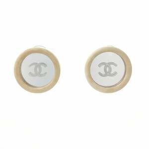 CHANEL White Logo Earrings